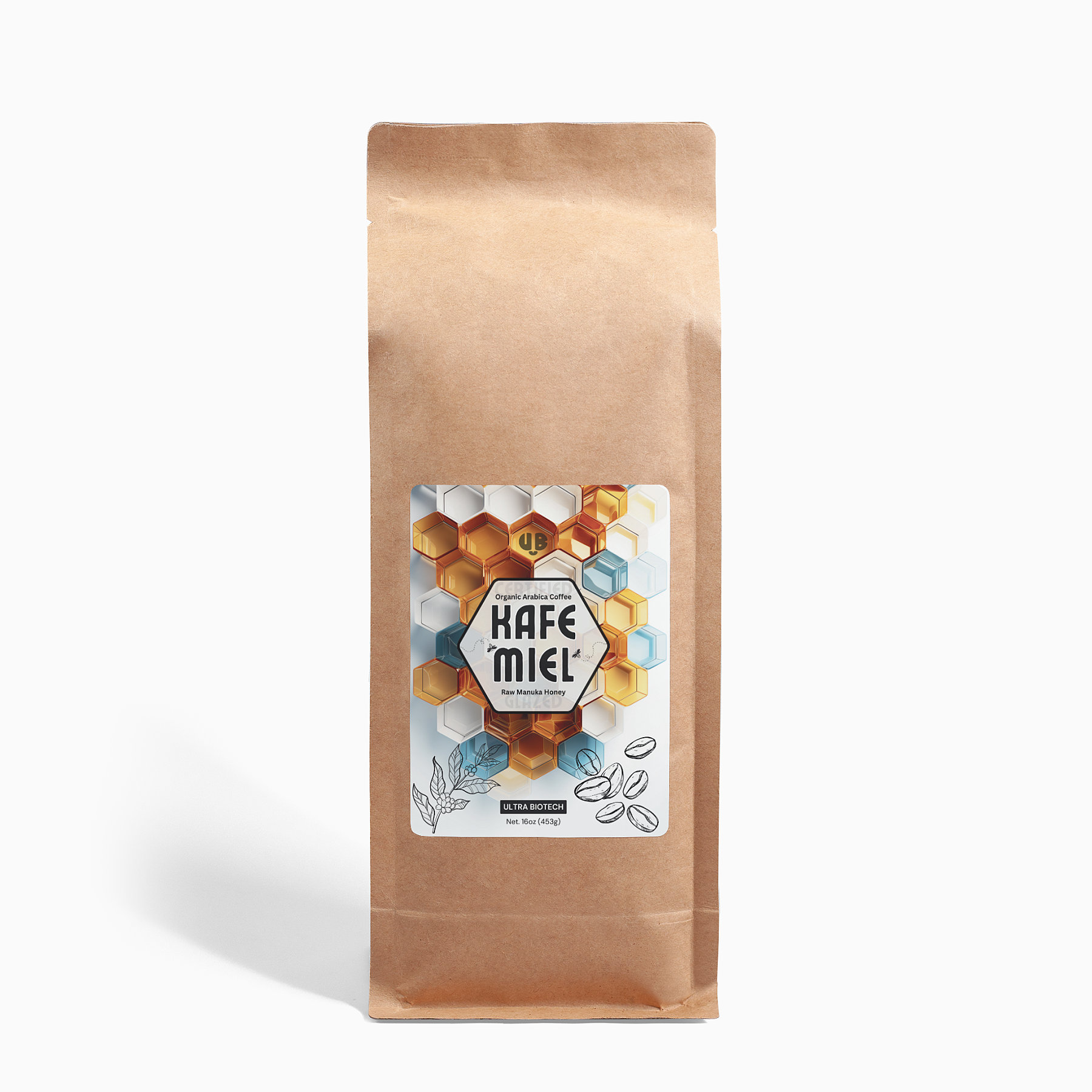 UB Kafe Miel - organic arabica coffee beans glazed in raw new zealand manuka honey